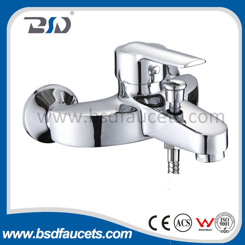Wall-Mount Lavatory Single Handle Brass Chrome Bath Shower Mixer Faucets