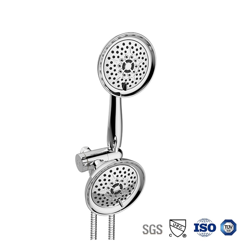 Multi Function Bathroom Shower Head Water Saving Chrome Rainfall Round Shower Set