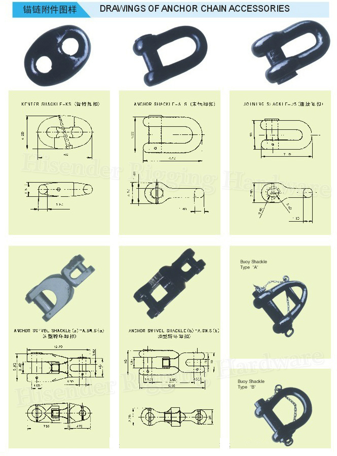 Black Painted Marine Anchor Chain Kenter Shackle with Certificate