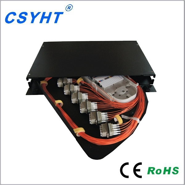 Rotary Fiber Optic Patch Panel with 12 LC Quad Adaptor