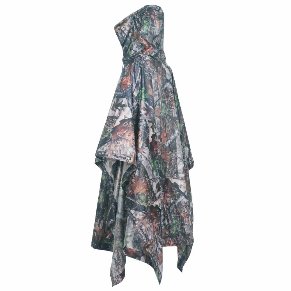 Military PU Camo Poncho Ligthweight Multifunctional Outdoor Sport Raincoat Waterproof Raincover Cyclin Climbing Camping Hiking