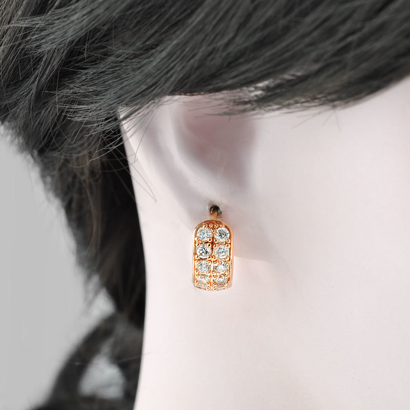 Fashionable 18K Gold Plated Zirconia Stud Wedding Jewelry Earrings