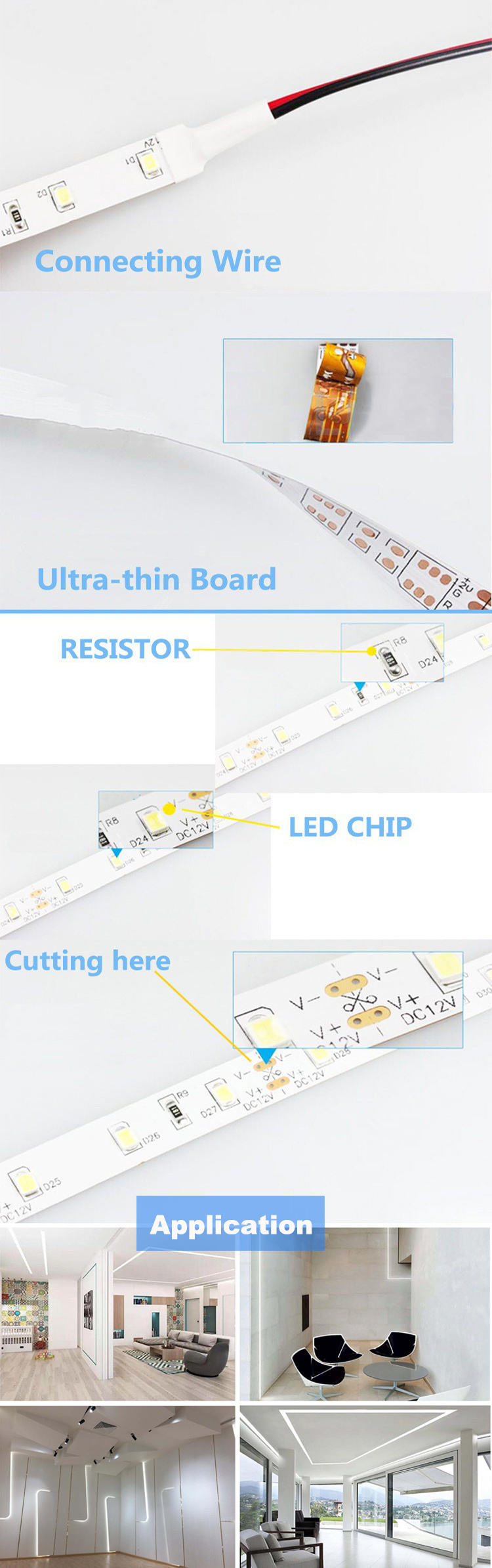 LED Strip 2835 DC 12V Indoor Non-Waterproof 60 LEDs/M Flexible LED Light
