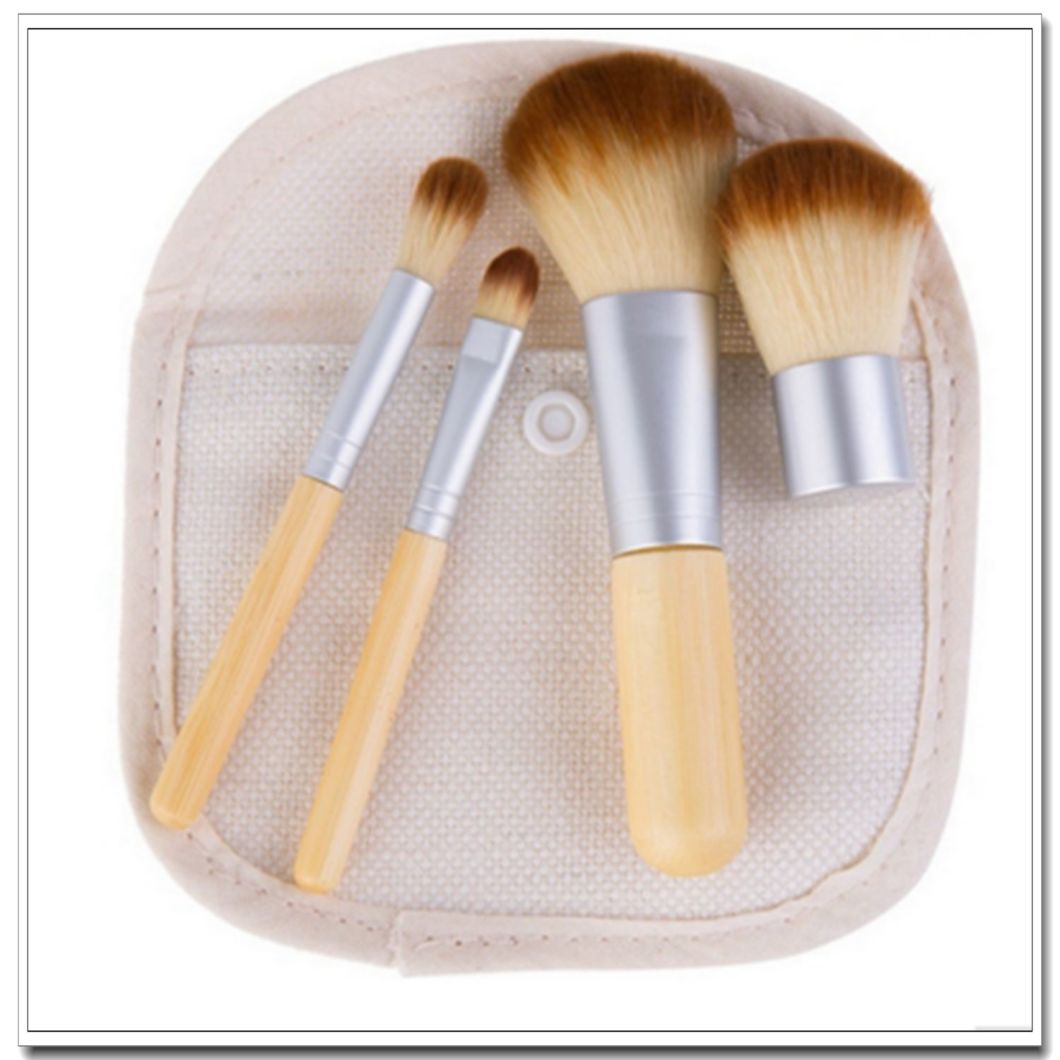 4PCS Makeup Brushes Natural Bamboo Handle Set Powder Blush Brushes