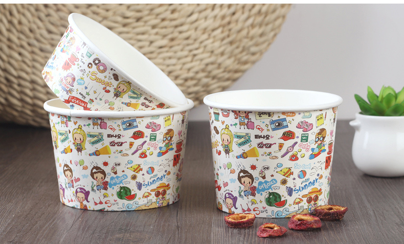 Disposable Ice Cream Packing Bowl Packing Cups with Lid