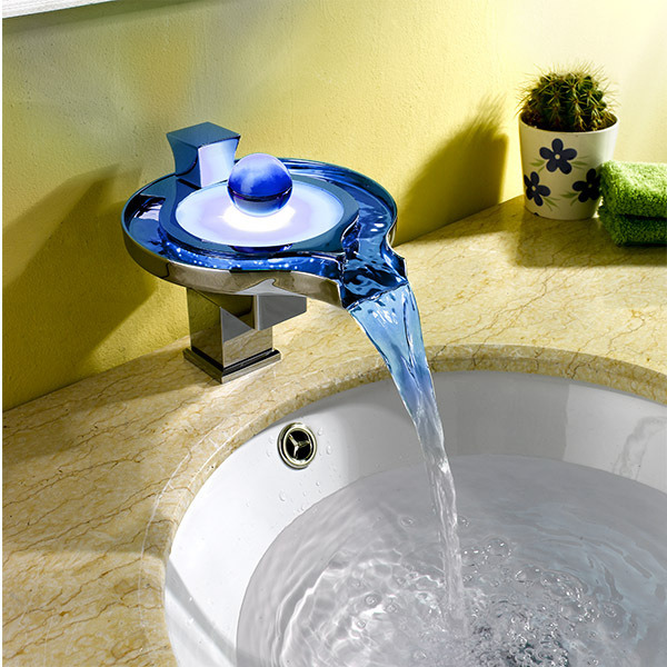 Hot Selling Chrome Glass Bathroom Waterfall Faucet