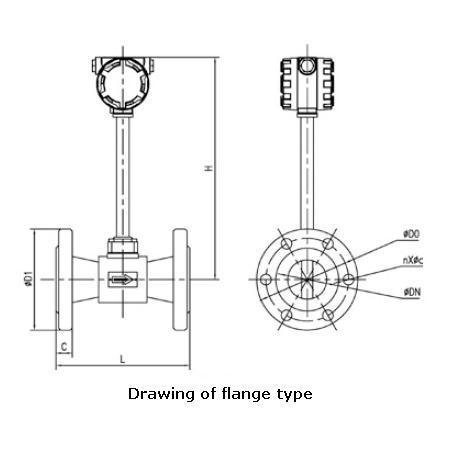 Output Pluse LCD Display Flange Connection Vortex Flow Meter for Measuring Liquid, Gas, Steam