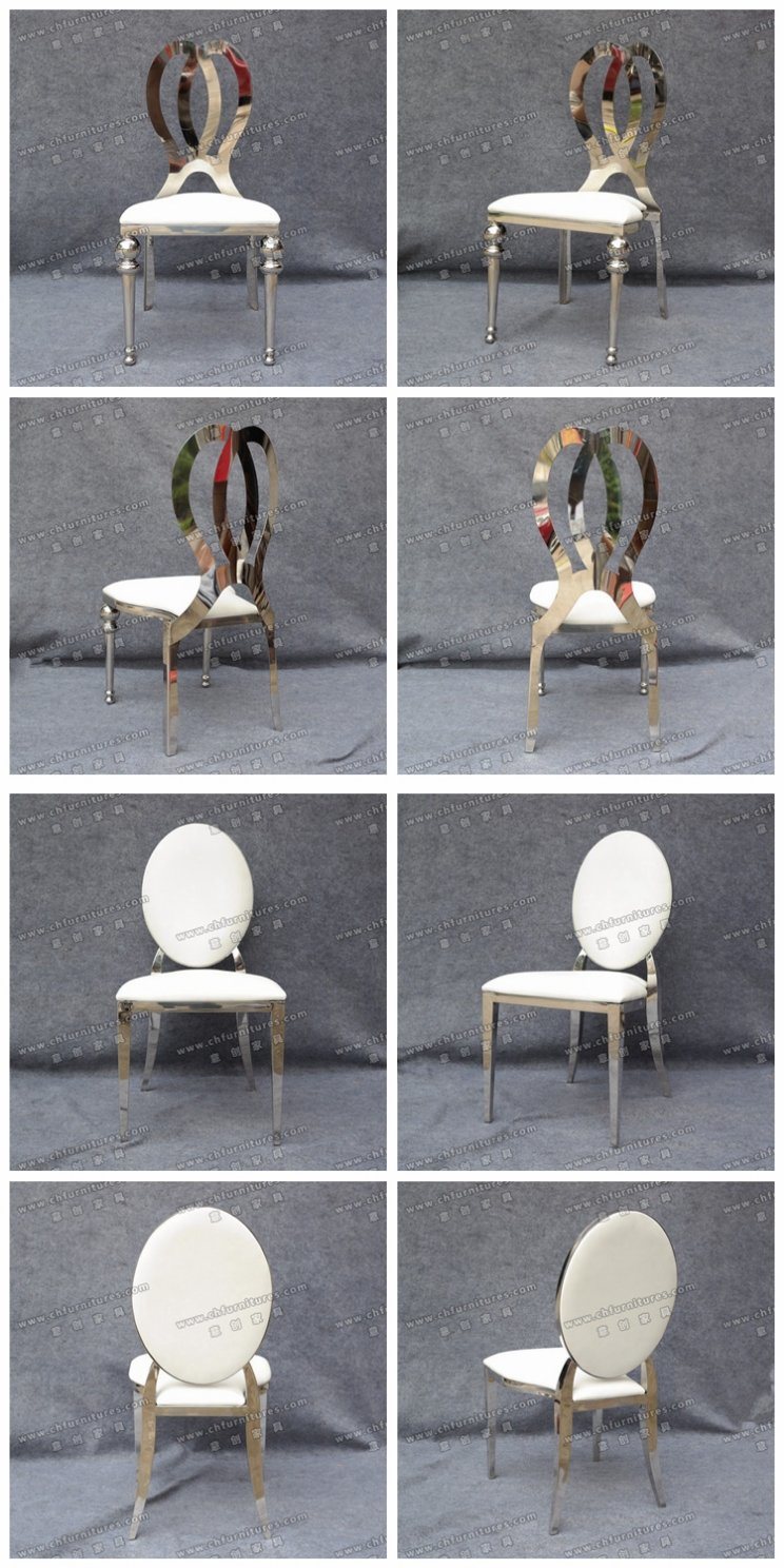 Silver Wedding Hotel Dior Chair with Removable White Vinyl PU Leather Seat Cushion Ycx-Ss26-07