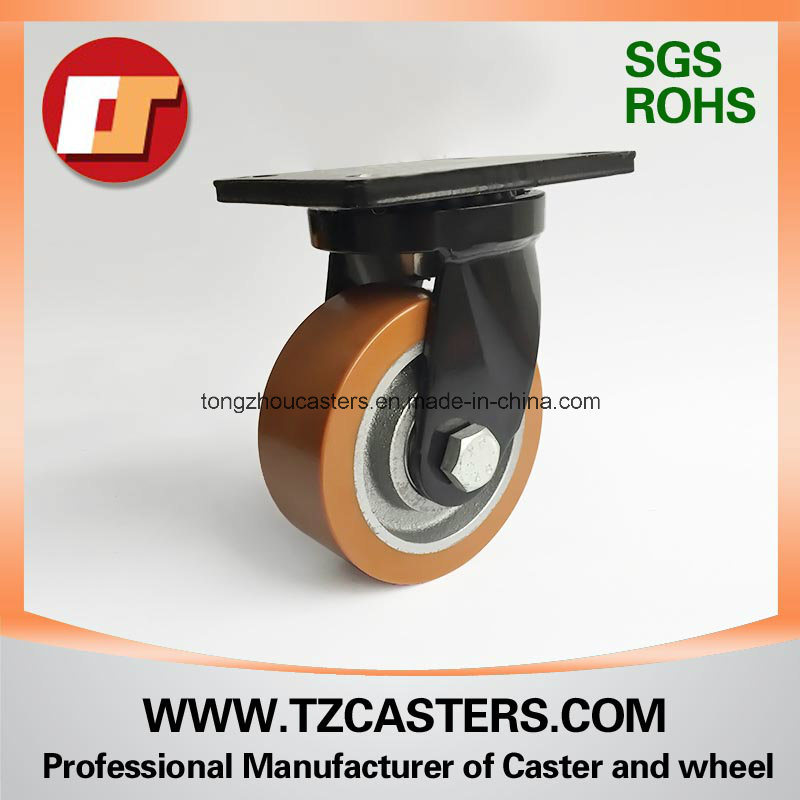 Spray-Paint Black Swivel Caster with PU Wheel Cast Iron Center