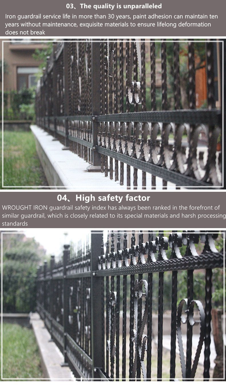 Wrought Iron Pool Style Fence Top Ornamental Iron Fence with Post