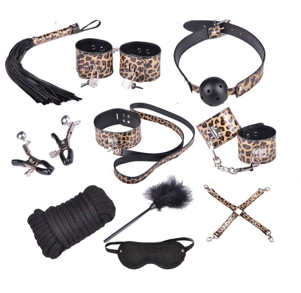 Luxurious Leopard Adult Game Bondage Set Fetish Bdsm Bondage Kit Restraint Sex Toy for Couples