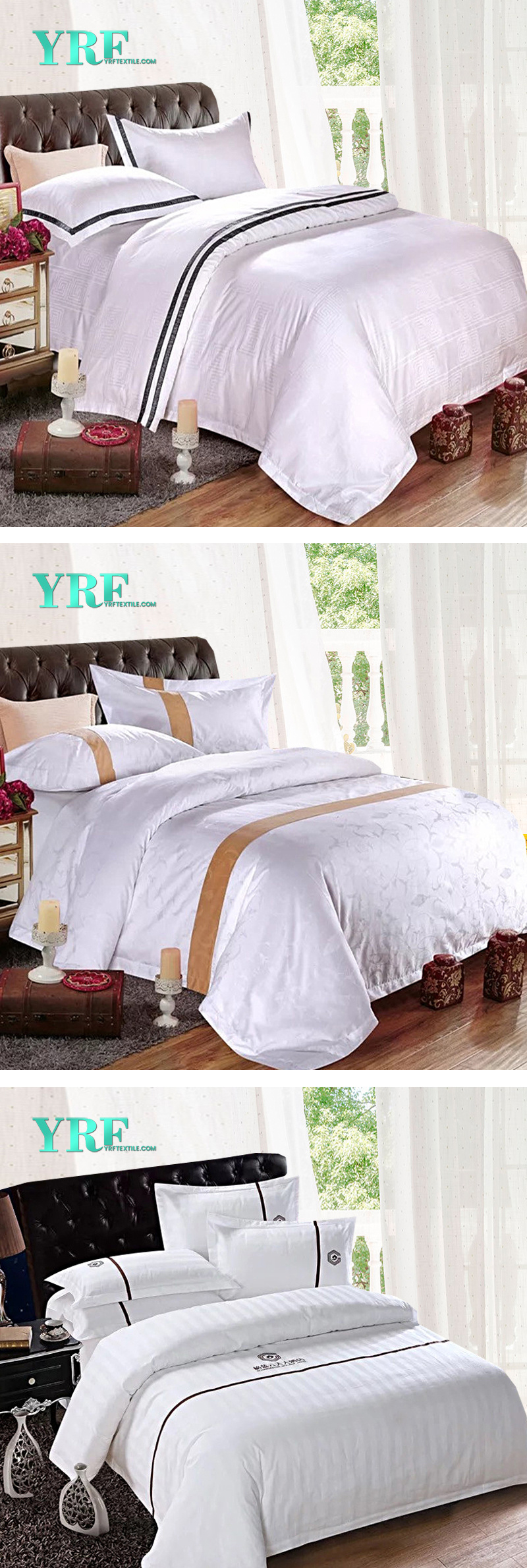 Yrf Cotton White Bed Sheet Satin Flat Sheet Fitted Sheet Single Size Duvet Cover