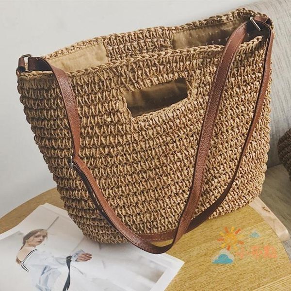No. 30063 Straw Woven Ladies' Shopping Handbag Leisure Basket Bag