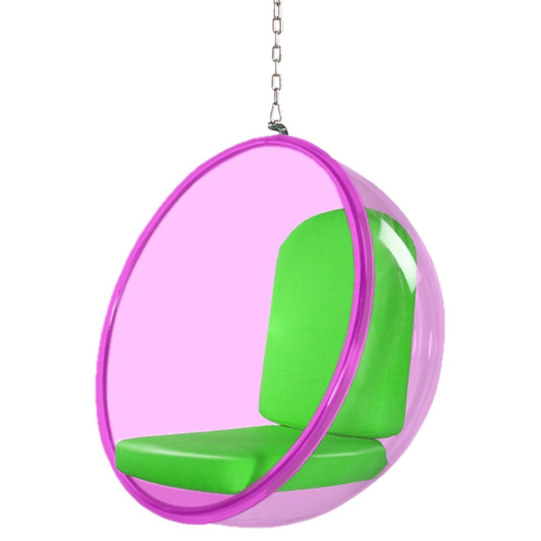 Acrylic Hanging Bubble Chair with PU Leather Cushion