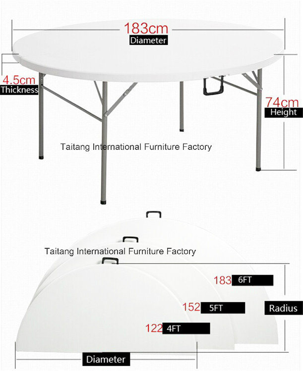 China Wholesale 5FT 60inch Round Plastic Folding Dining Table for Events, Wedding, Banquet, Party, Barbecue, Camping, Picnic, Catering