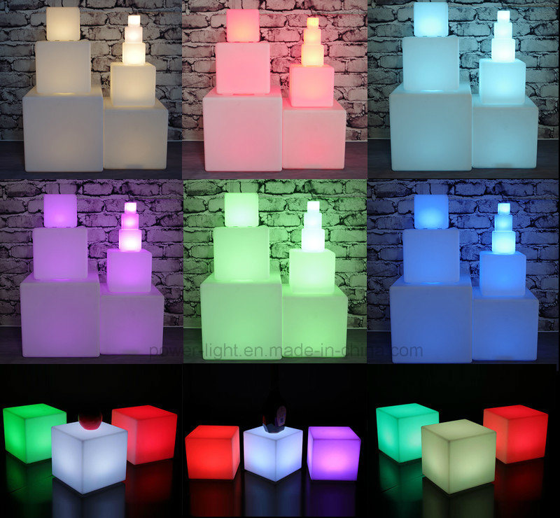 Outdoor Furniture LED Illuminated Cube Stool