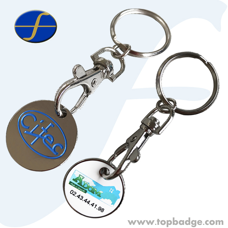 Metal Shopping Trolley Cart Coin with Keychains