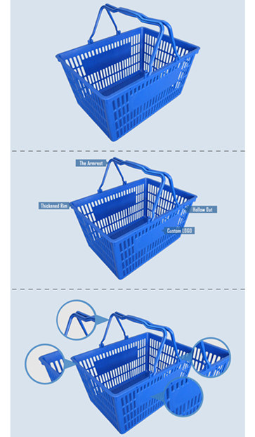 Supermarket Basket Plastic Handle Shopping Basket