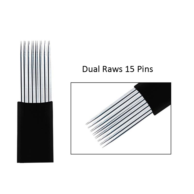 Individually Packed 304 Stainless Steel Microblading Tattoo Blades with Dual Rows for Eyebrow Manual Tattoo