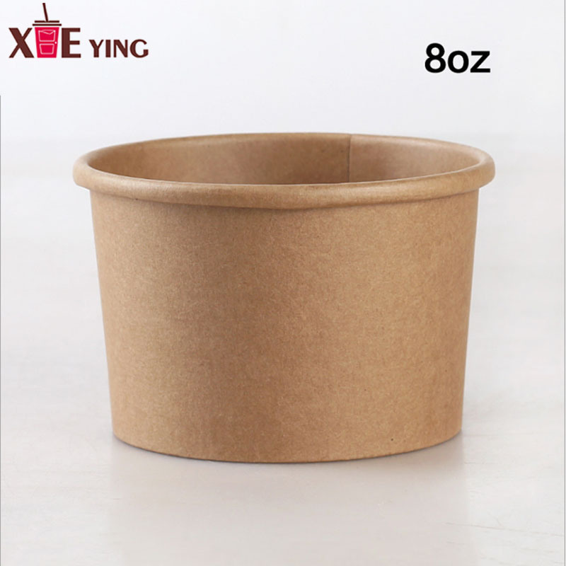 Factory Cheap Soup Bowls with Lid Disposable Kraft Paper Soup Cup