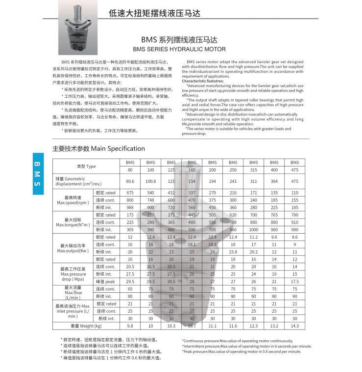 Oms/BMS Replacement Parker Tg Hydraulic Orbital Motor for Combine Harvester