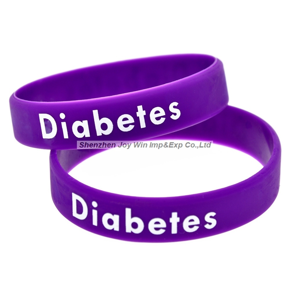 Silkscreen Diabetes Warning Silicone Bracelet