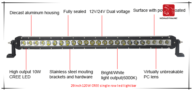 LED Car Light of 29 Inch 120W CREE Single Row LED Light Bar Waterproof for SUV Car LED off Road Light and LED Driving Light