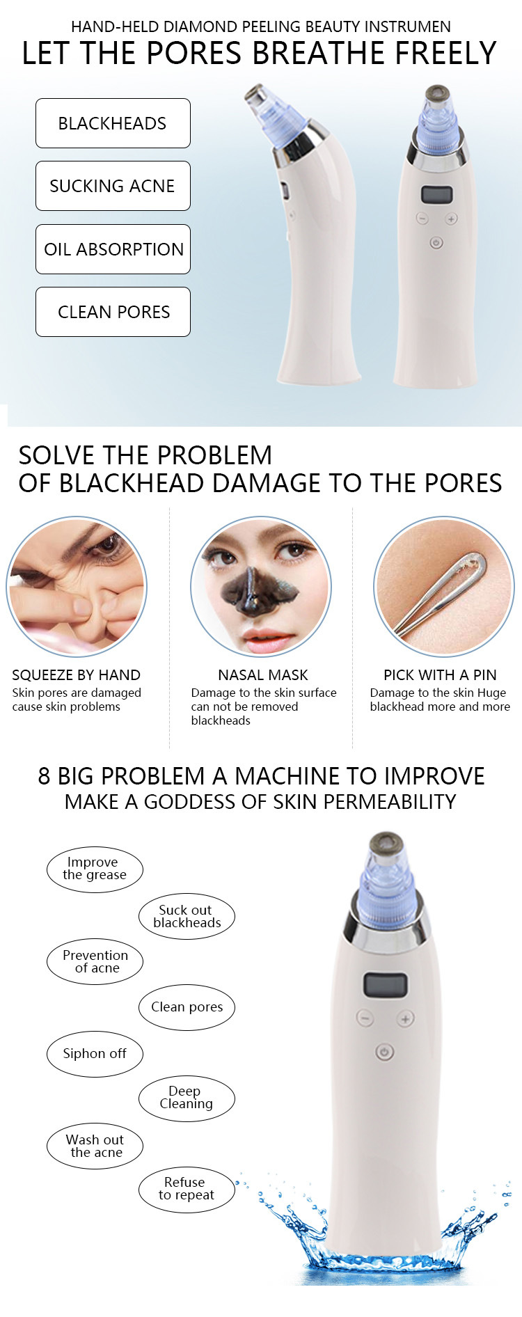 Multifunction Comedo Blackhead Suction Deep Cleansing Facial Beauty Machine