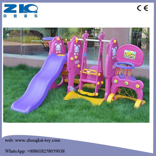 Children Indoor Playground Plastic Swing with Two Slide for Sale