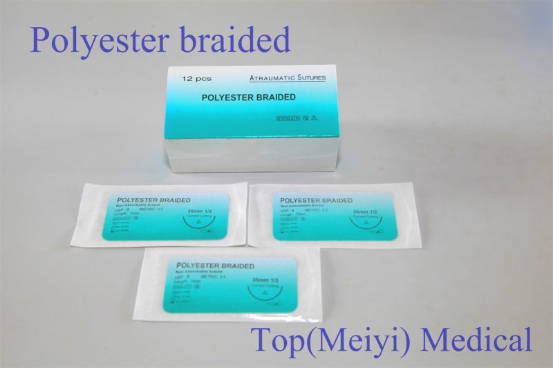 Surgical Suture with Needle - Polyester Braided Surgical Suture