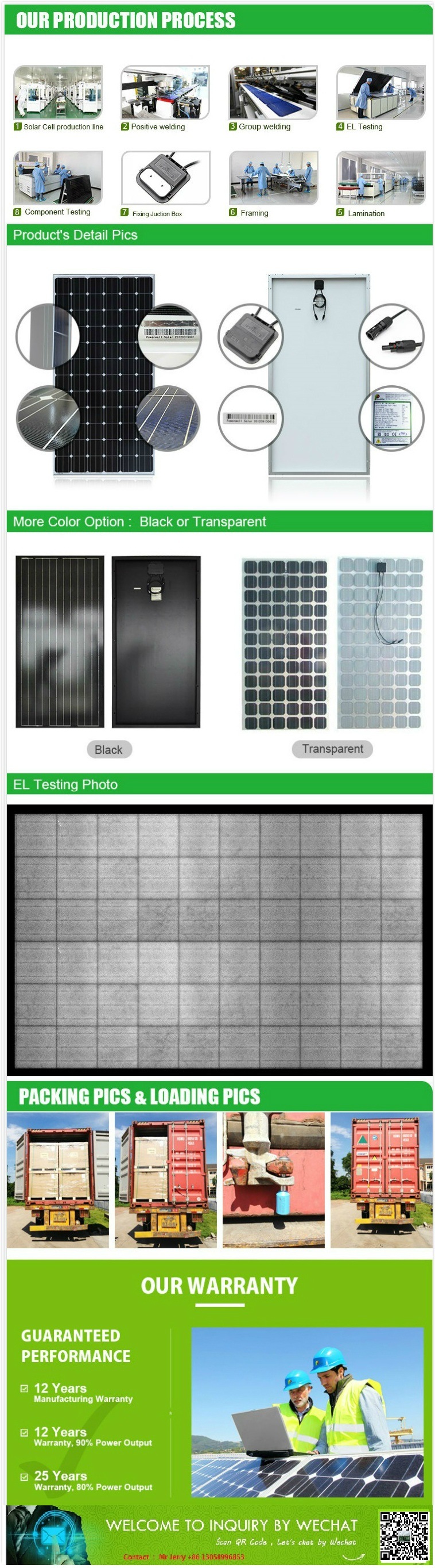 300W Highest Efficiency Mono Photovoltaic PV Solar Panels