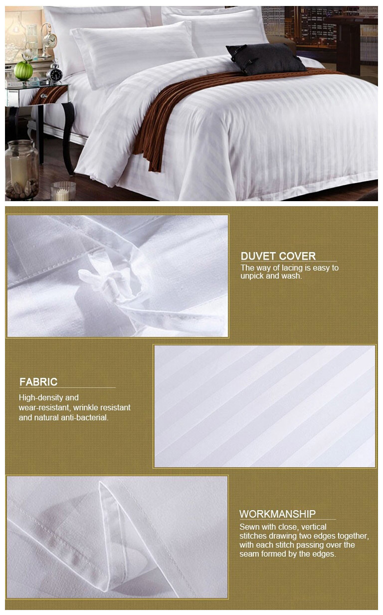 100% Cotton 3cm Stripe Hotel Bedding Set Bed Linen Wholesale Sheet Sets