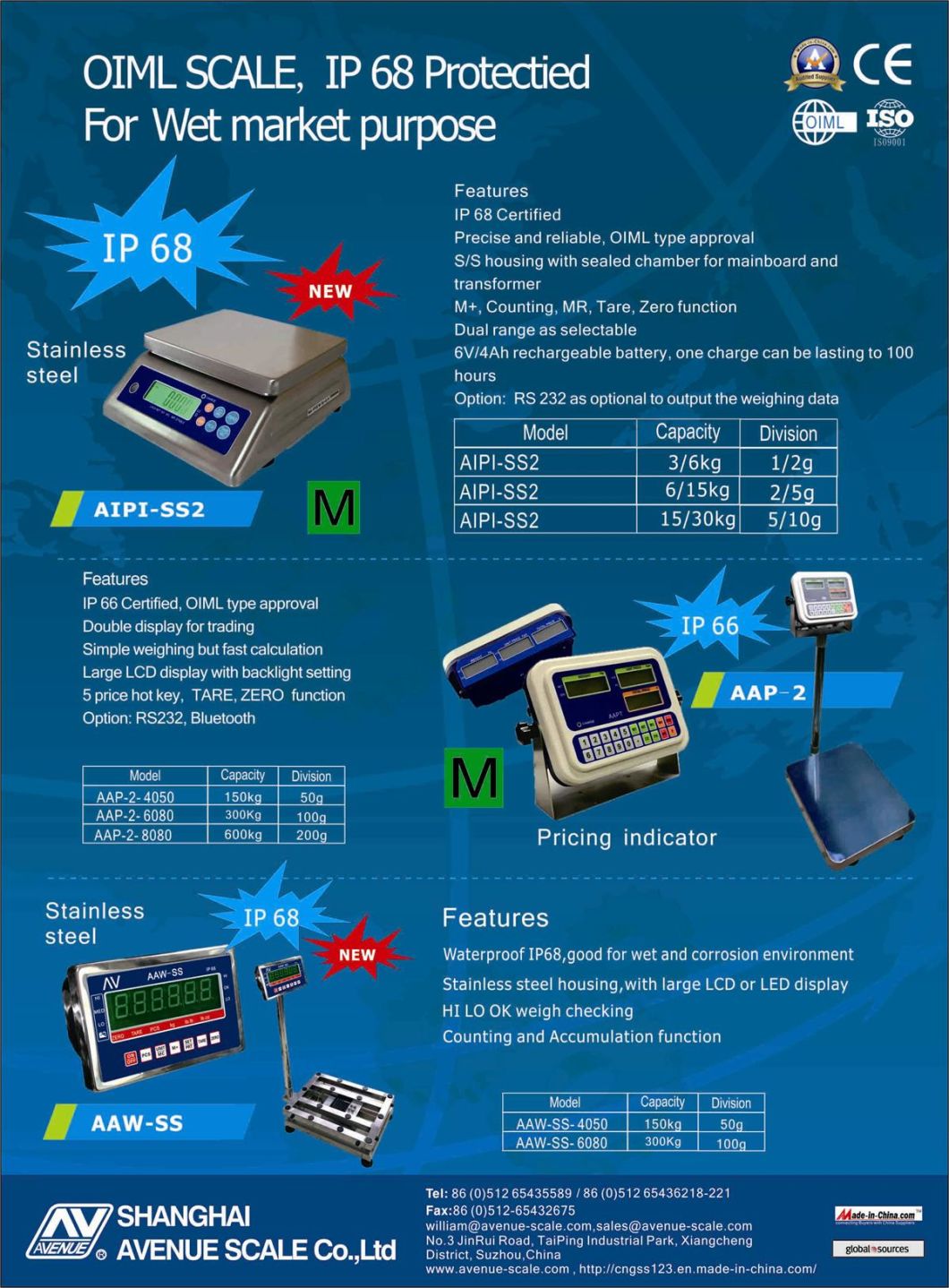 OIML Electronic Scale Waterproof Weighing Scale (AIPI-SS2)