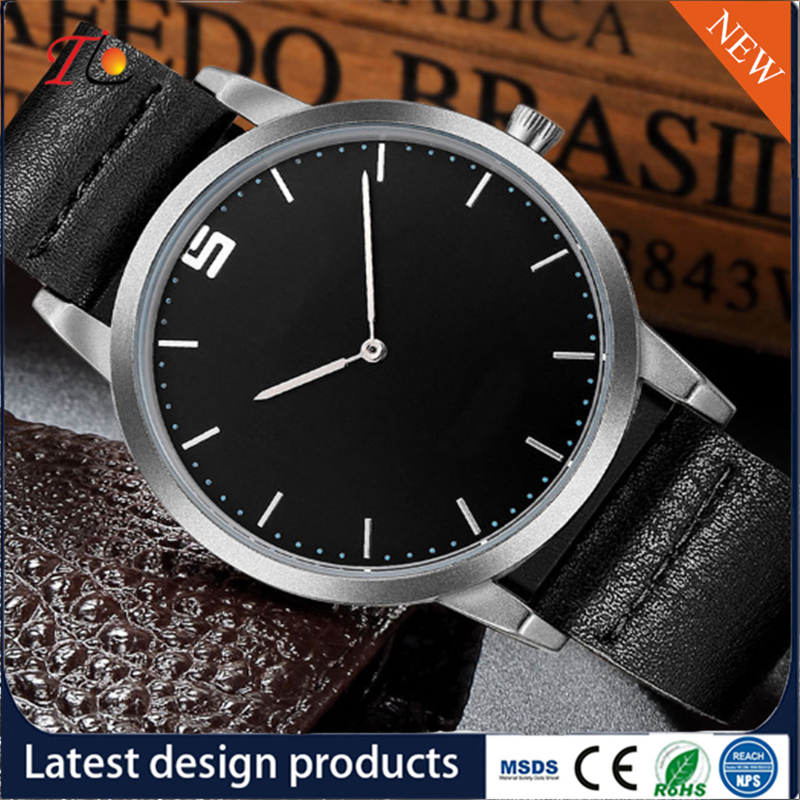 Fashion Design Round Simple PU Leather Strap Men's Wrist Watch