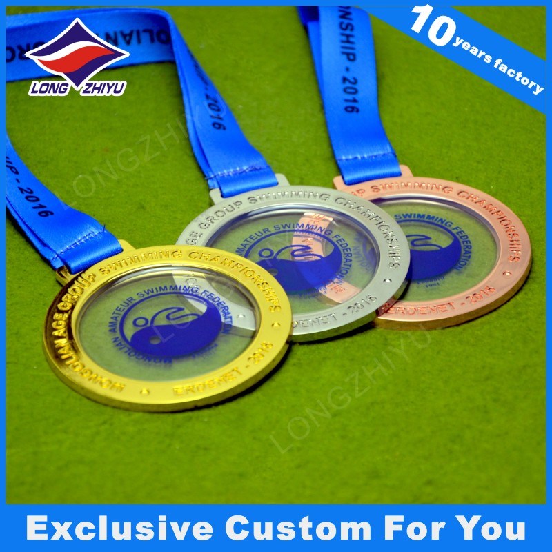 Sport Meeting Games Medal Clear Acrylic Medal with Logo Printing Swimming Medal Awards