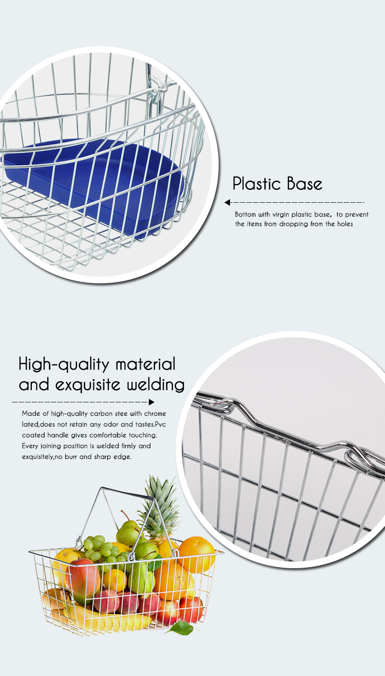 Highbright Supermarket Stackable Metal Carry Wire Mesh Shopping Basket