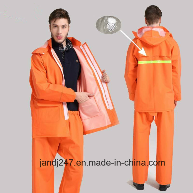 High Visibility PVC Safety Raincoat 100%Waterproof Breathabraincoat