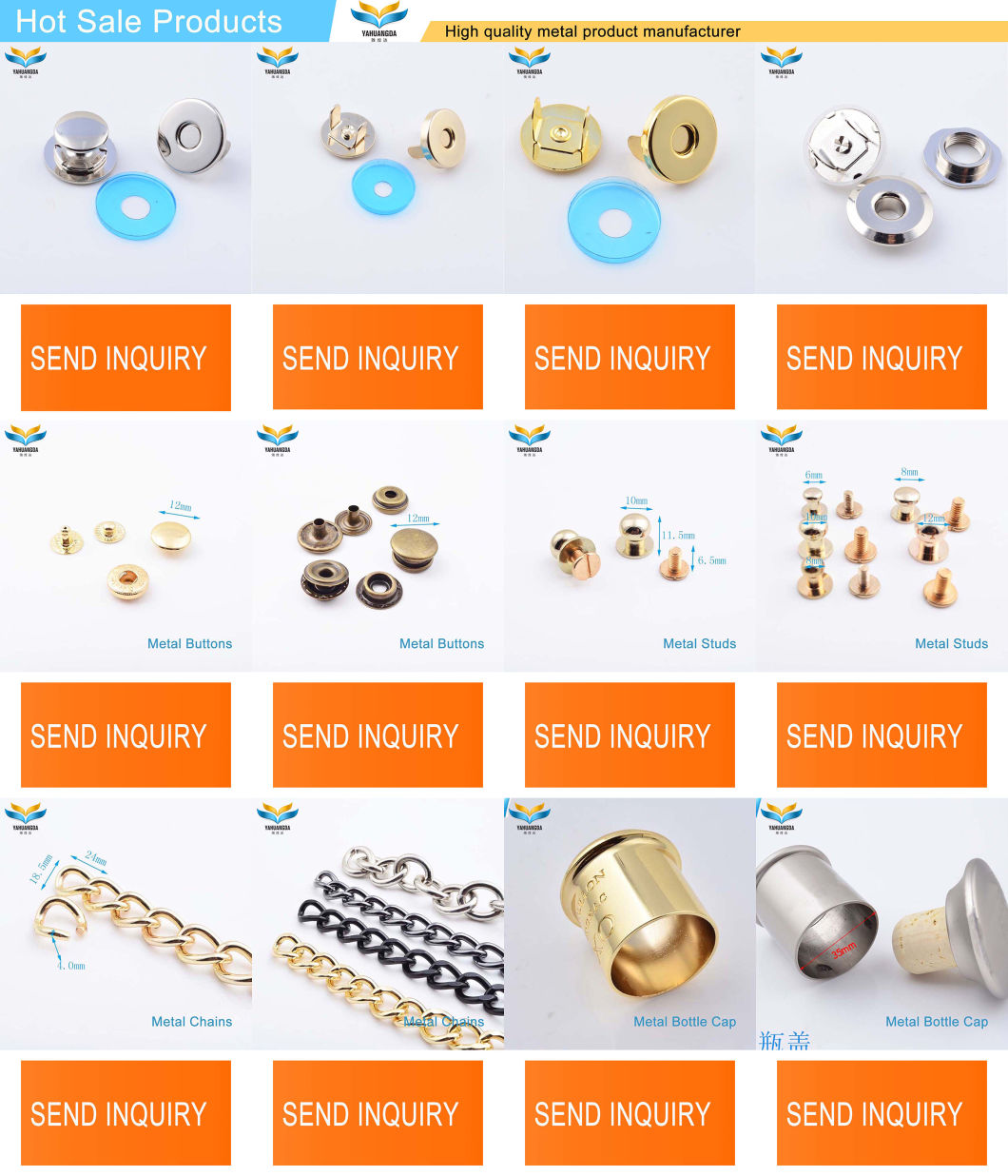 High Quality Decorative Metal Studs Handbag Accessories Rivets