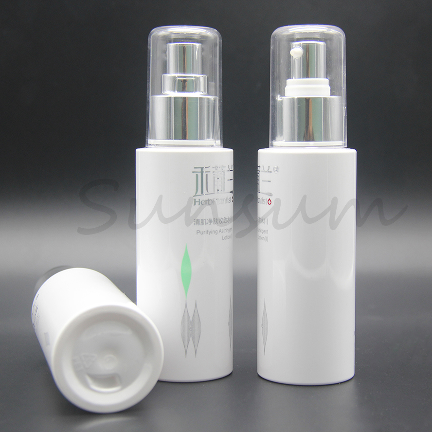 Hot Stamping Essential Lotion Plastic Bottle with Silver Cap