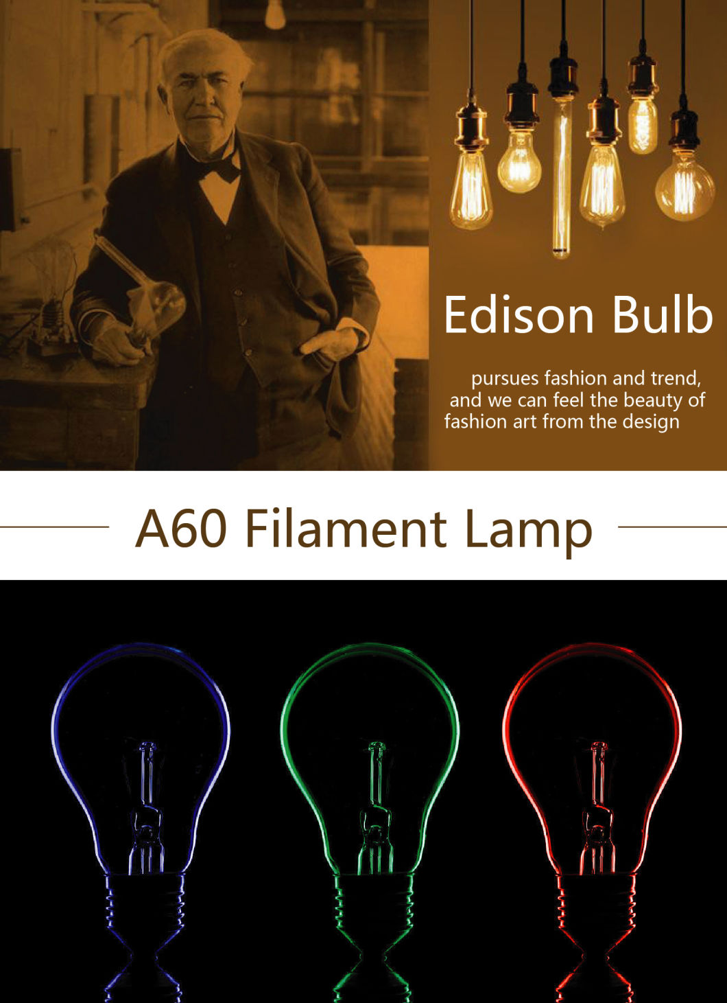 A60 LED Filament Light Bulb 8W Dimmable LED Filament Bulb