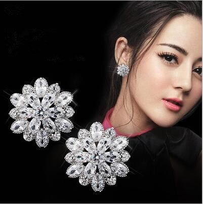 Womens Fashion Earrig Stud Temperament Flashing Sun Flower Earrings S925 Sterling Silver Earrings