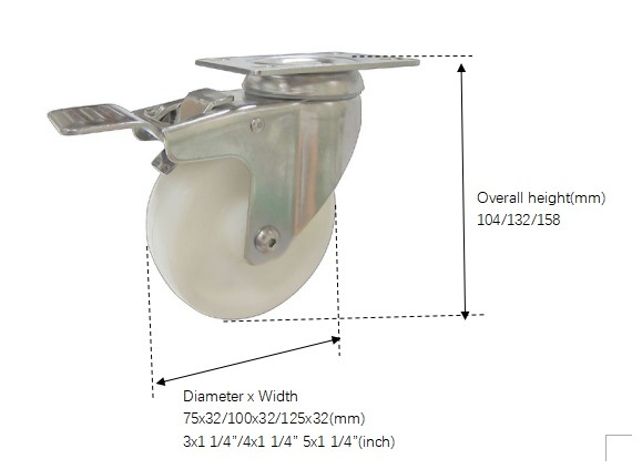 Factory Stainless Steel Caster Brake Medium Duty