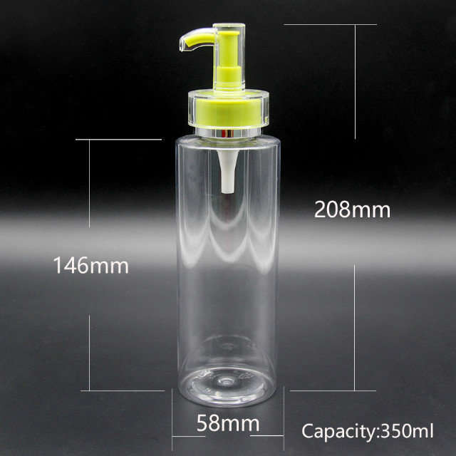 350ml Pet Shampoo Cylinder Round Shape Lotion Pump Plastic Shower Gel Empty Bottle