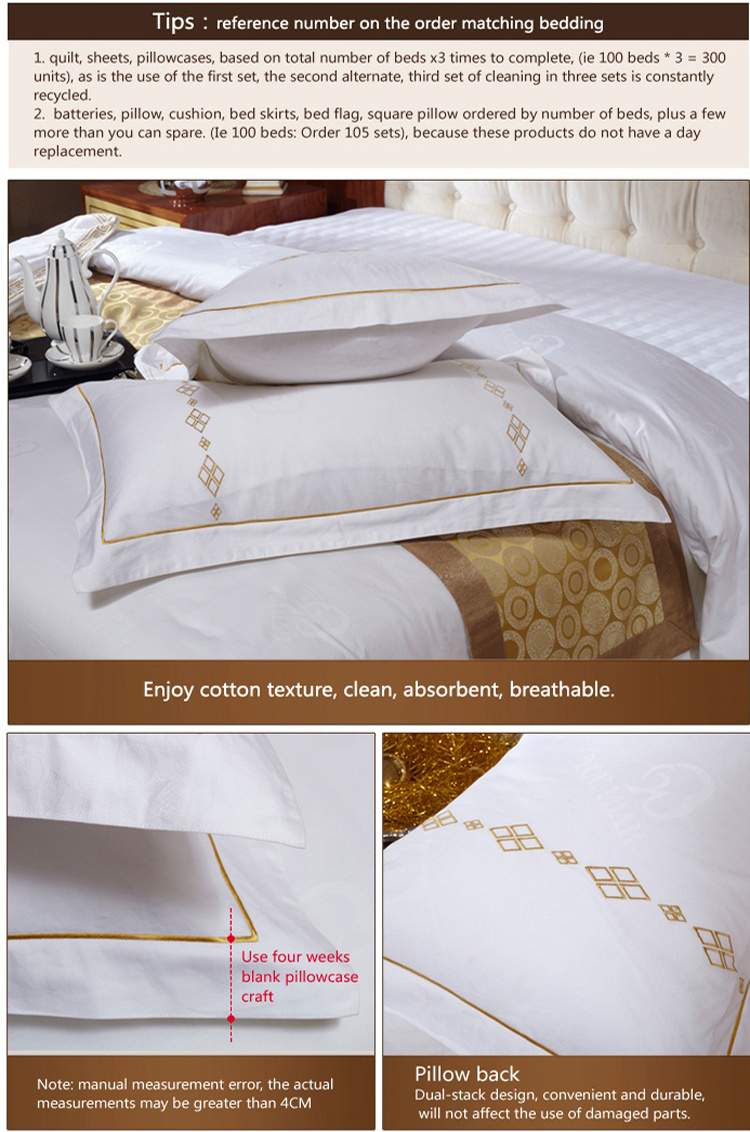 Hotel Embroidery Bed Sheets King Size Satin Bedding
