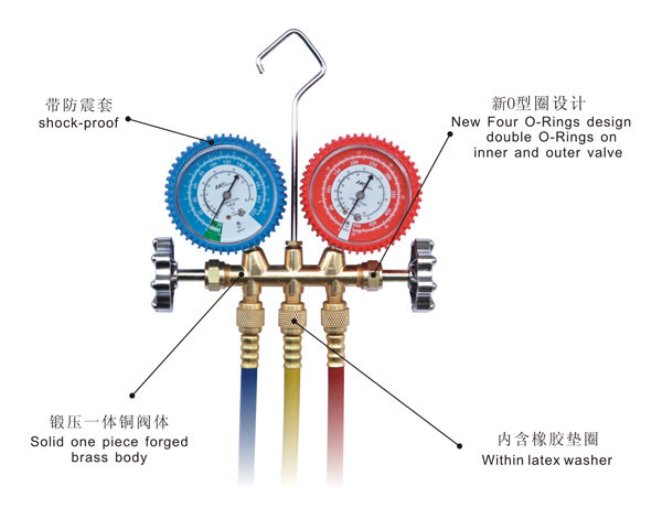 Manifold Gauge/ Auto Service Gauge/ Double Gauge Valve/ Charging Hose