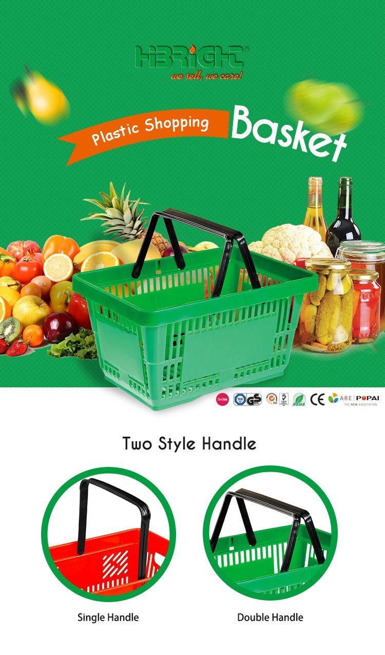 Supermarket Double Handle Plastic Shopping Basket