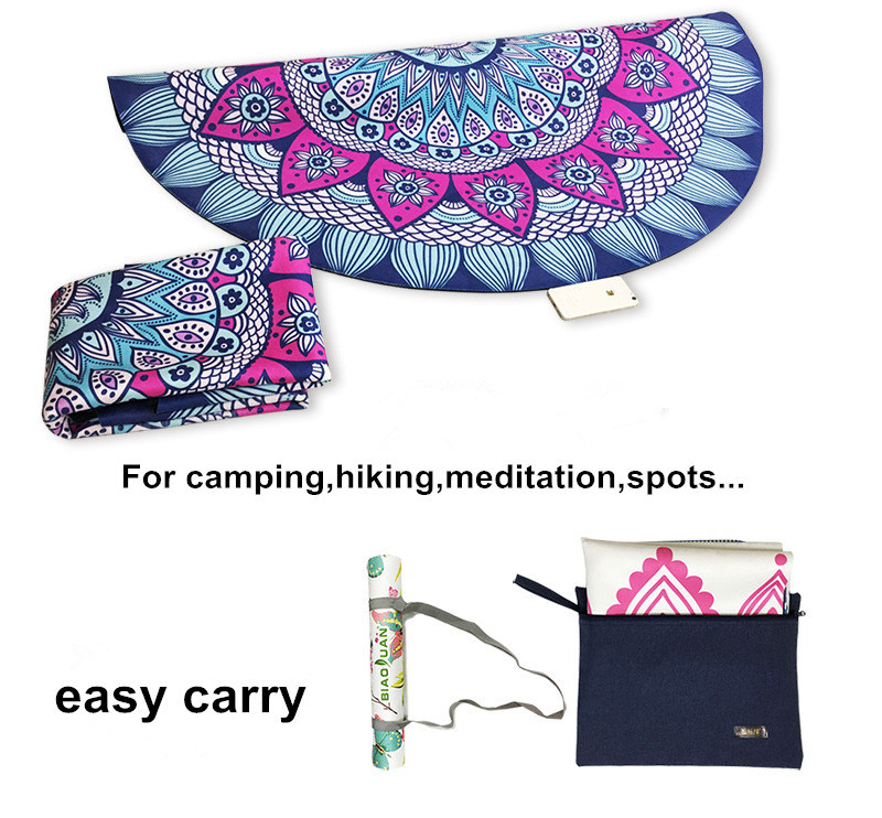 Printed Yoga Mats Exercise Rubber Eco Friendly Round Yoga Mat