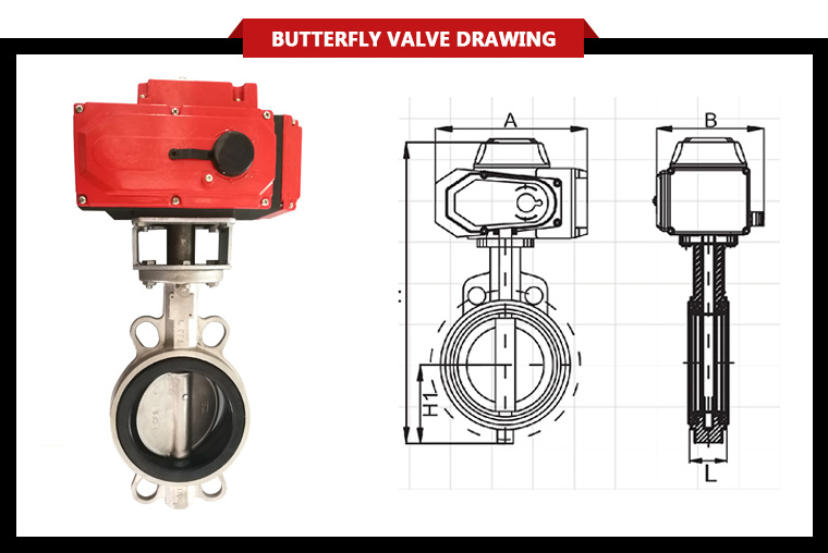 Wireless Remote Control Wafer Motorized Modulating Butterfly Valve