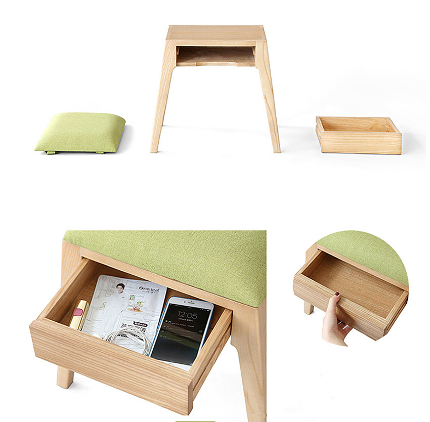 a Solid Wooden Bench with a Drawer