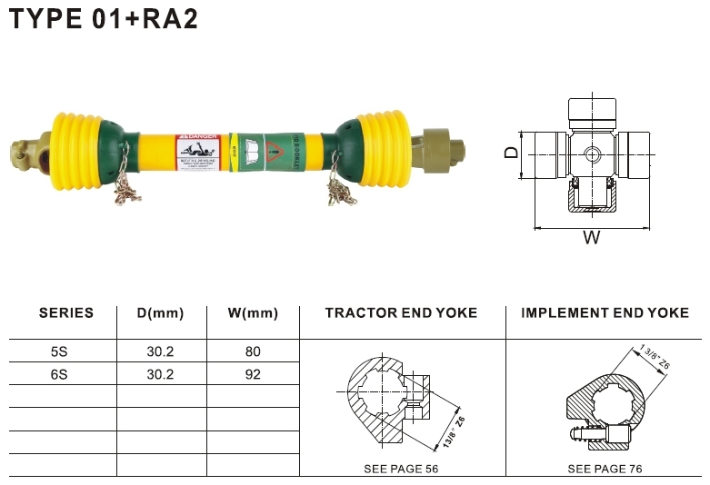 Pto Shaft 01+Ra2 with Cardan Joint for Agriculture Machinery